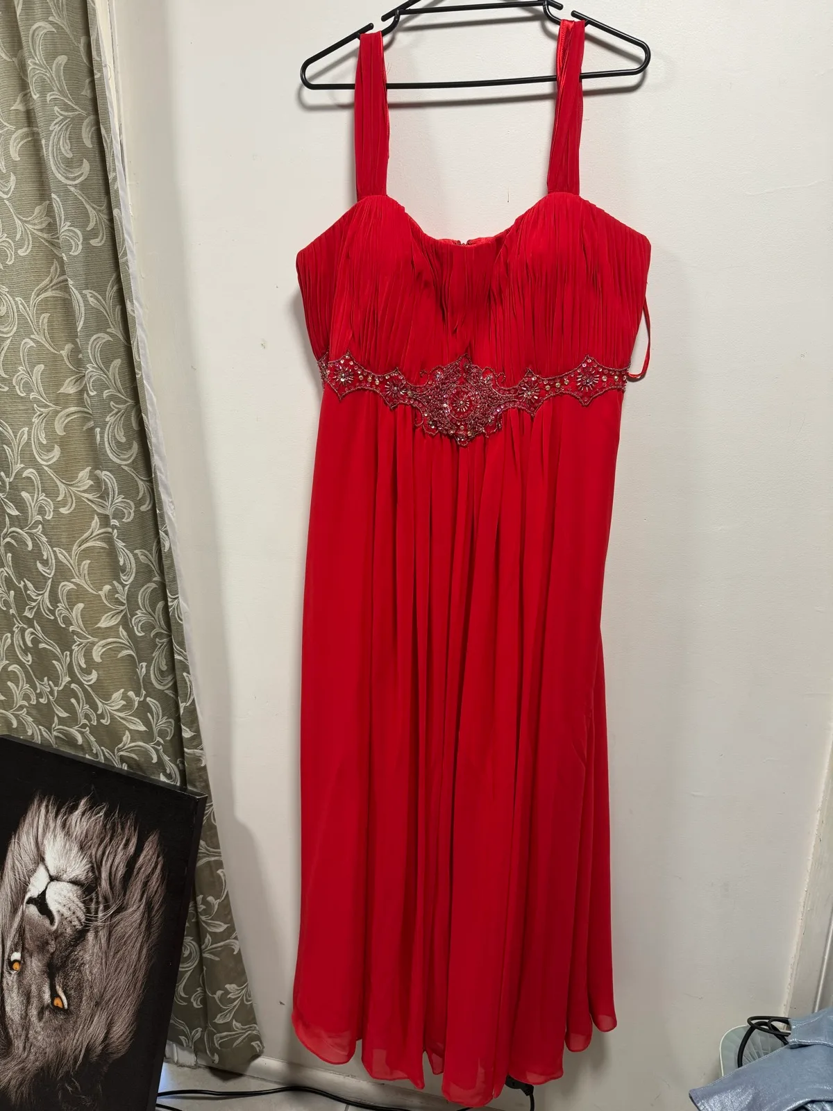 Fleur De Lis Red Beaded Empire Waist Dress — photo 2