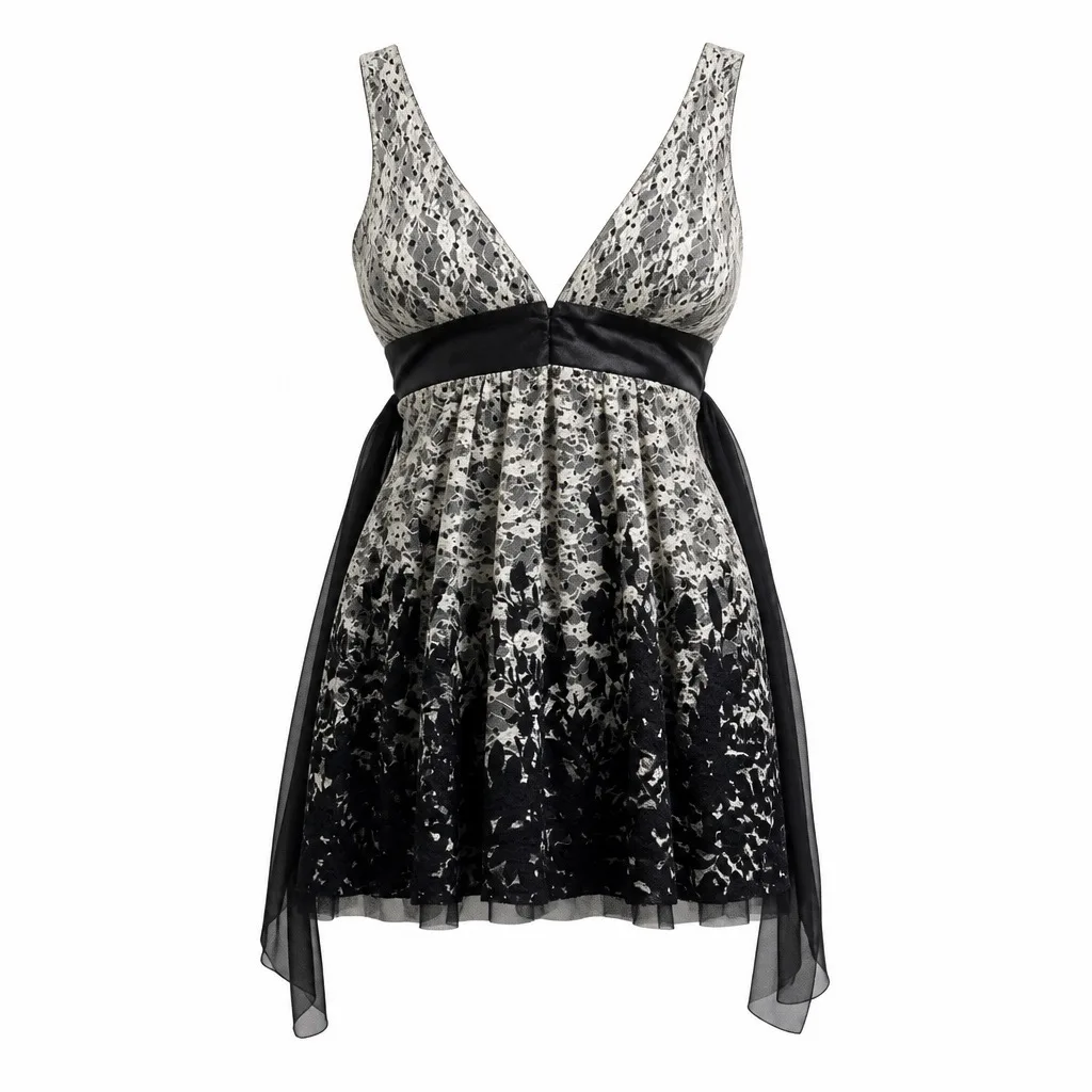 Floral cocktail dress with tie up — photo 2