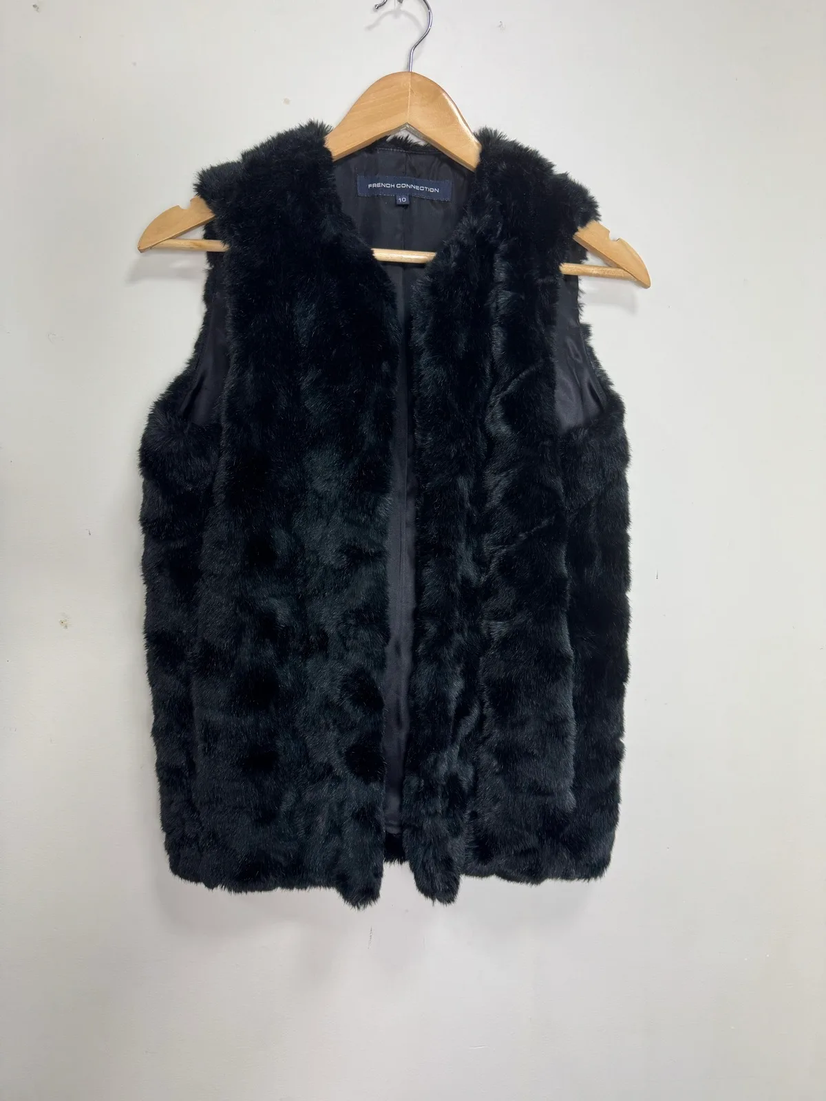 French Connection Black Faux Fur Vest, Size 10 — photo 3