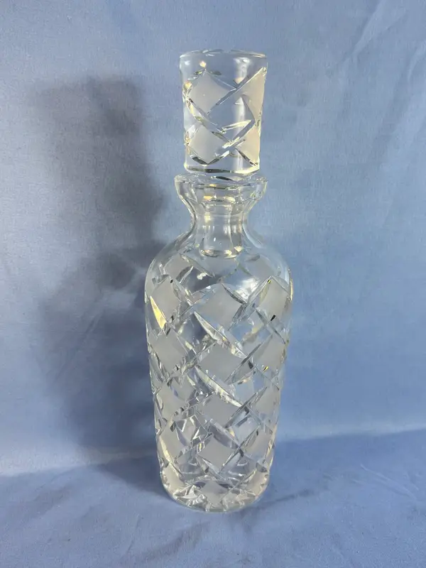 Clear cut glass decanter with stopper