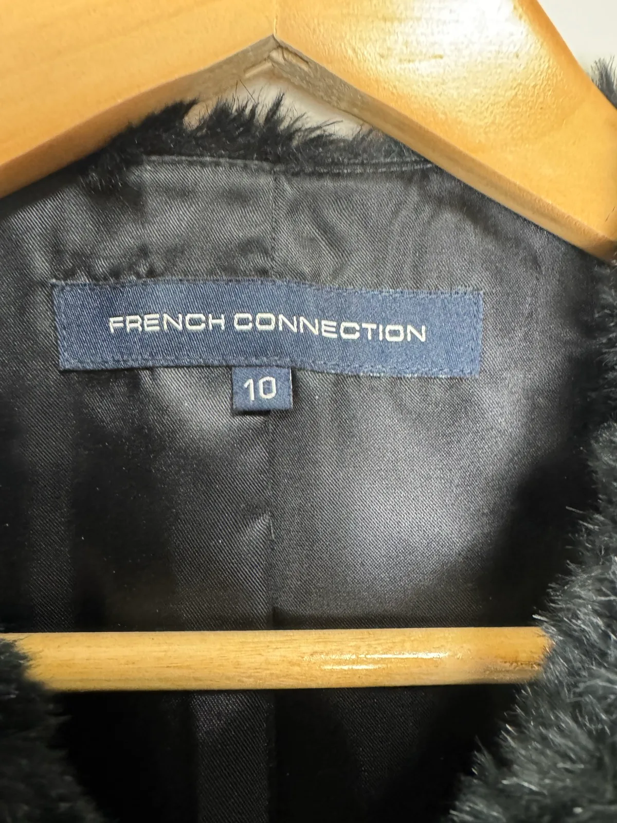 French Connection Black Faux Fur Vest, Size 10 — photo 5