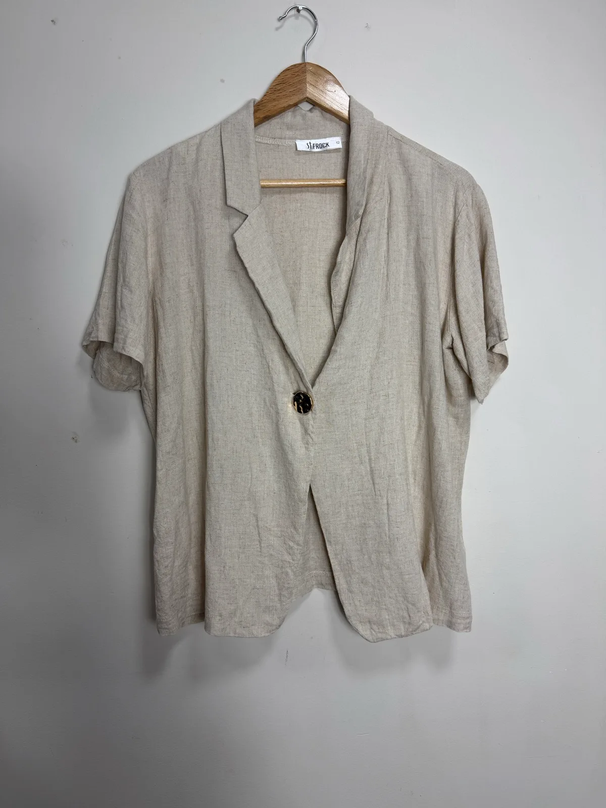 St Frock Linen Blend Short Sleeve Blazer Top - Size 12 — photo 2