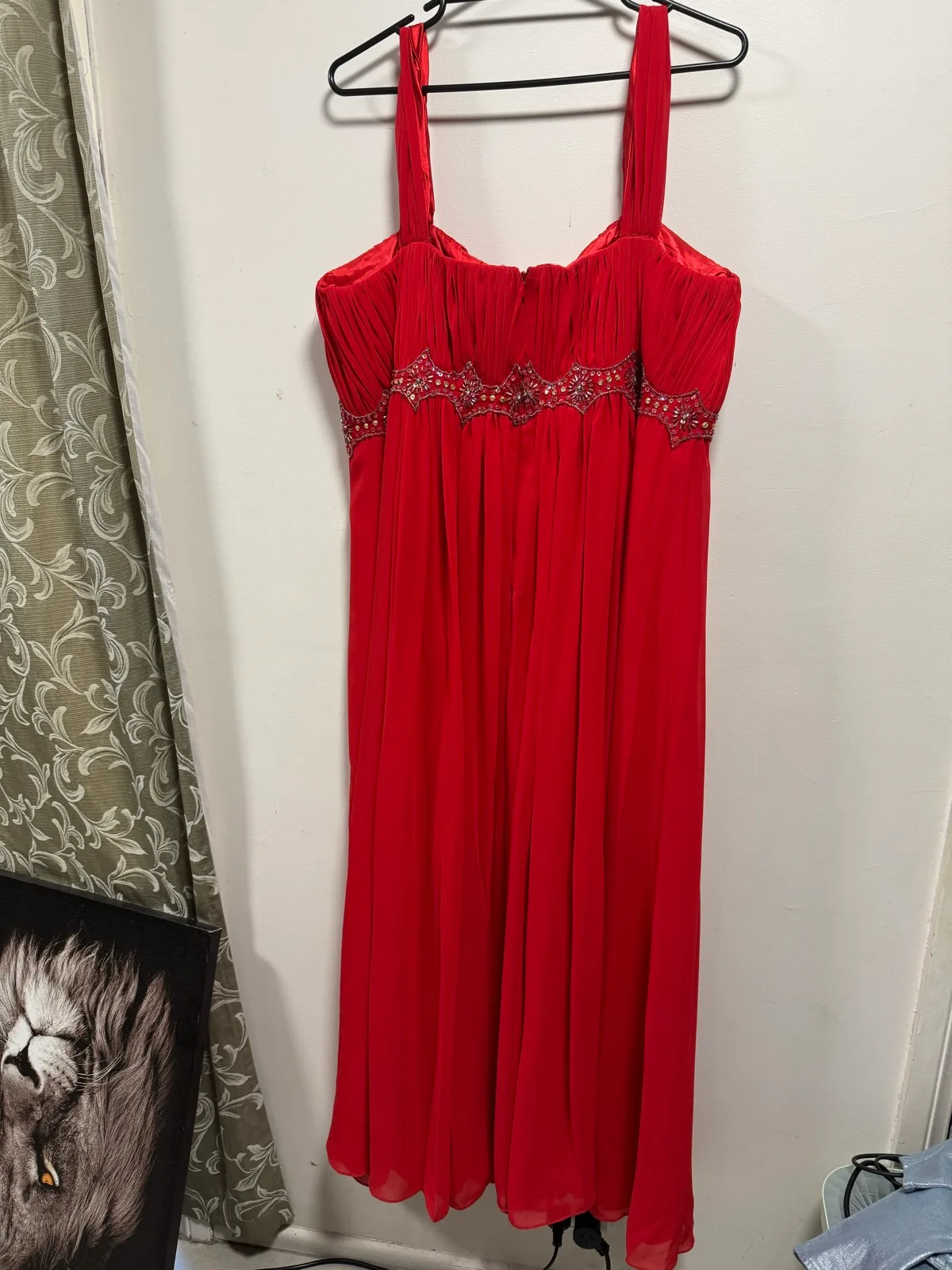 Fleur De Lis Red Beaded Empire Waist Dress — photo 3