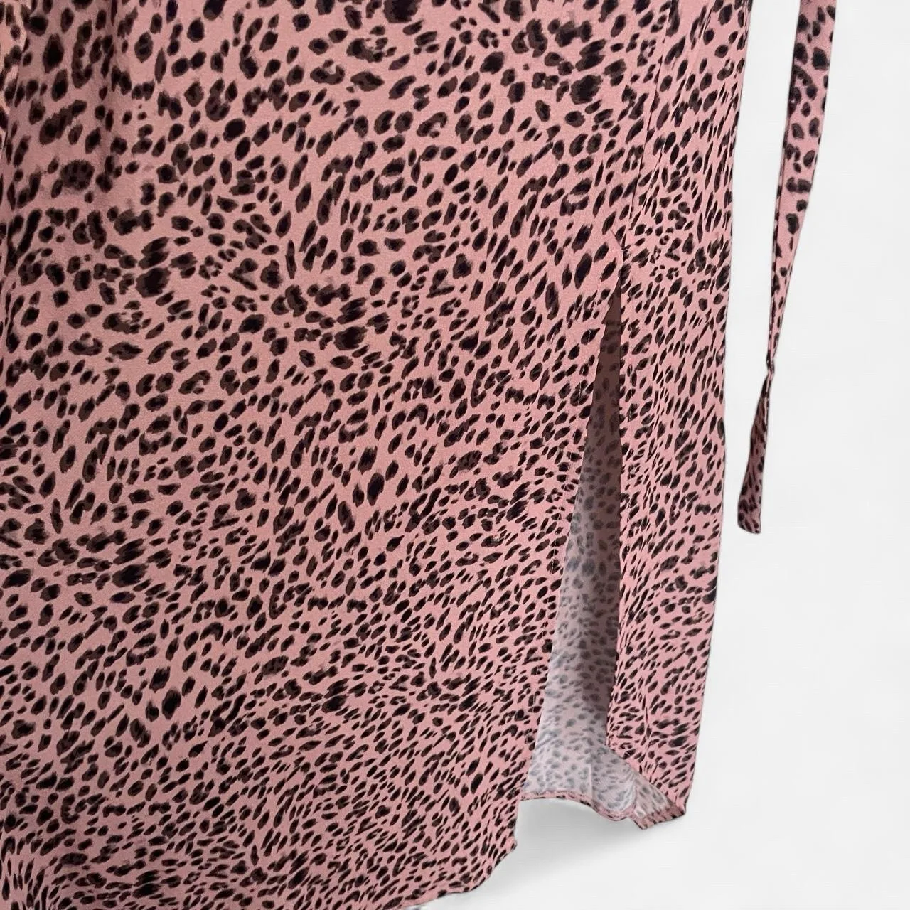 PAPER CLOSET Blush Pink Leopard Print Faux Wrap Maxi Dress – photo 5