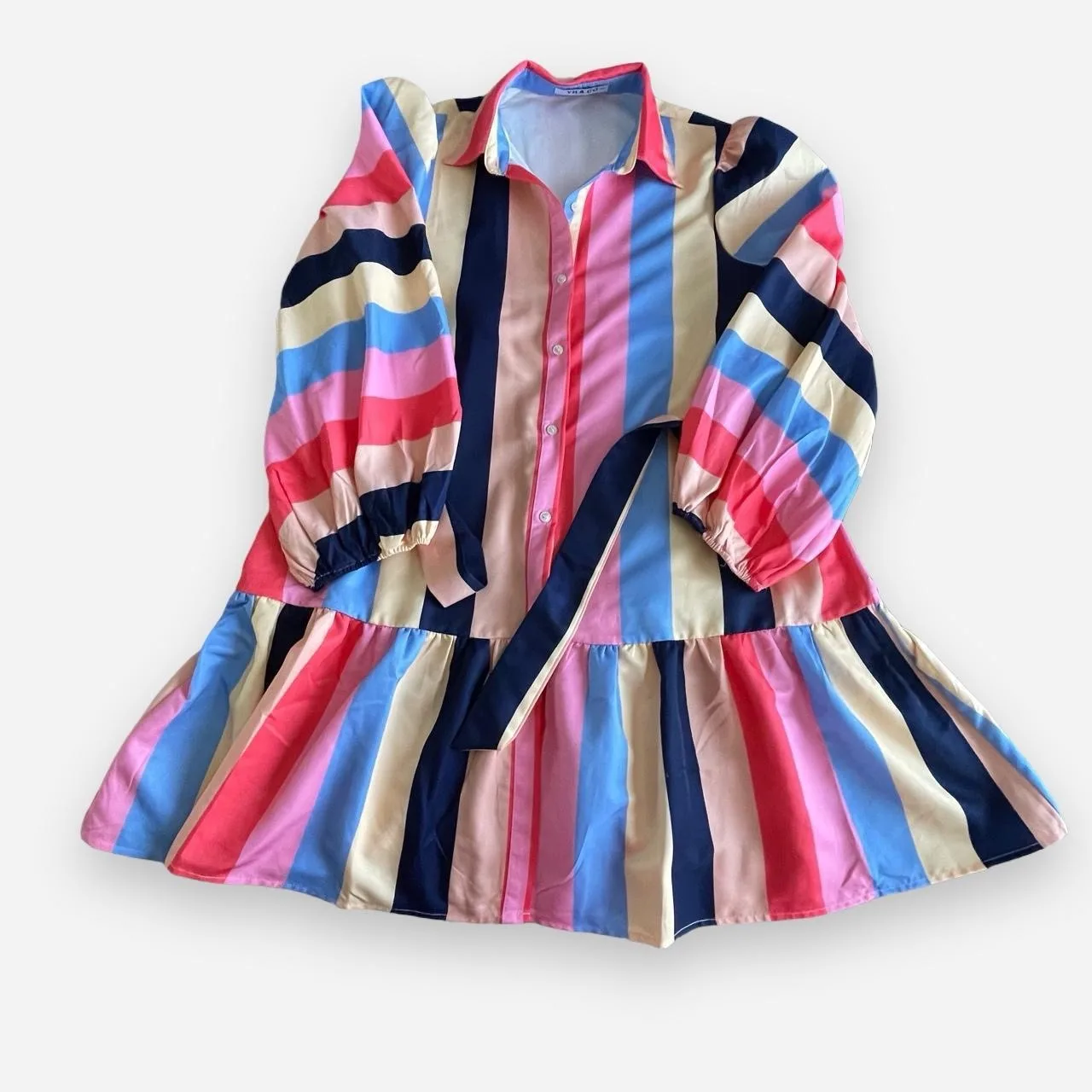 YH & Co multi-colored vertical striped shirt dress size 12 – photo 3