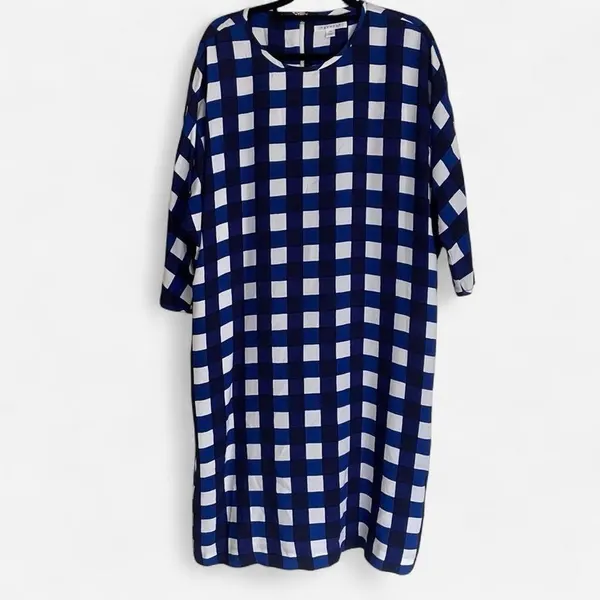 Trenery blue and white checkered shift dress