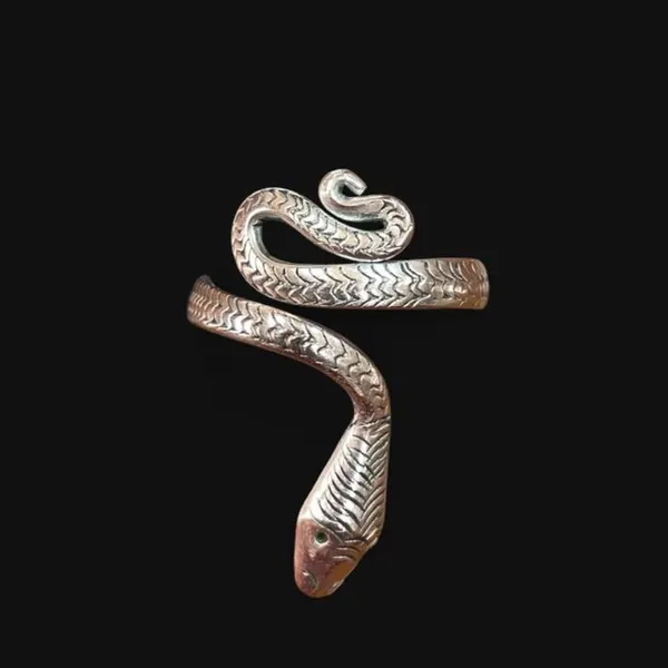 Y2K Copper Snake Ring with textured scales
