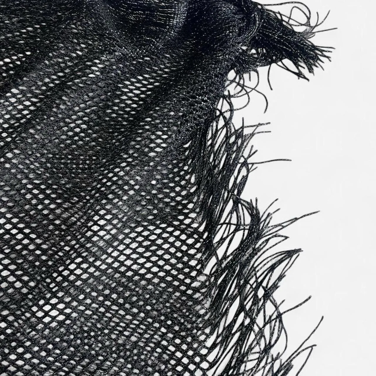 Cruise Club Black and silver metallic mesh poncho with fringe – photo 3