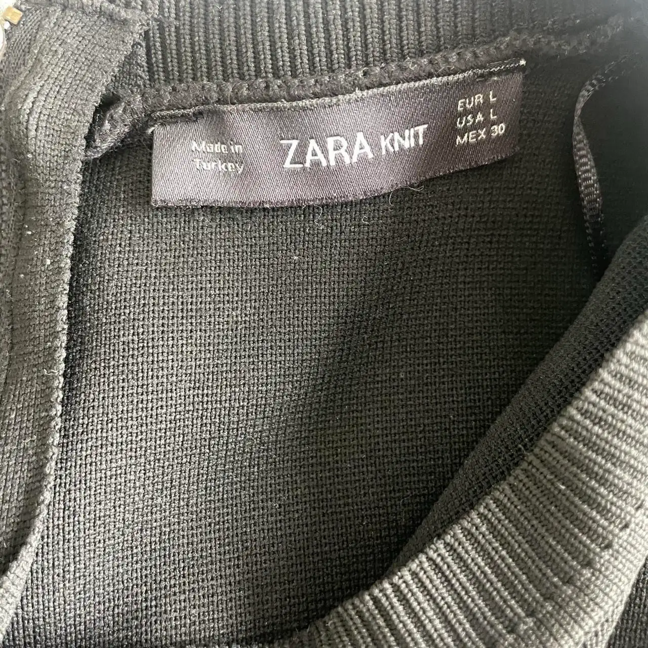 Zara knit black and white horizontal striped crop sweater size L – photo 7