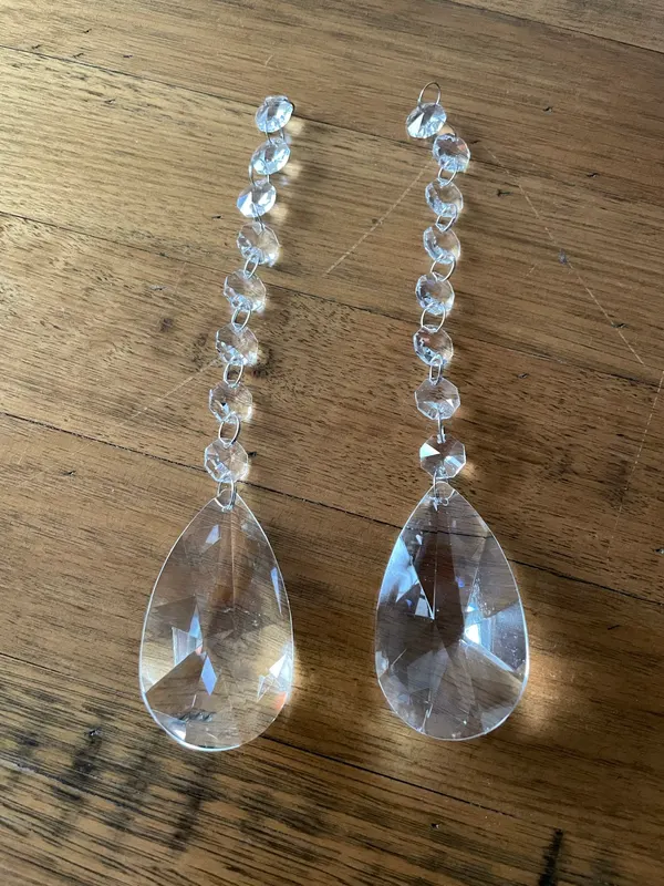 2 x Chandelier Crystal Strands Teardrop Suncatchers