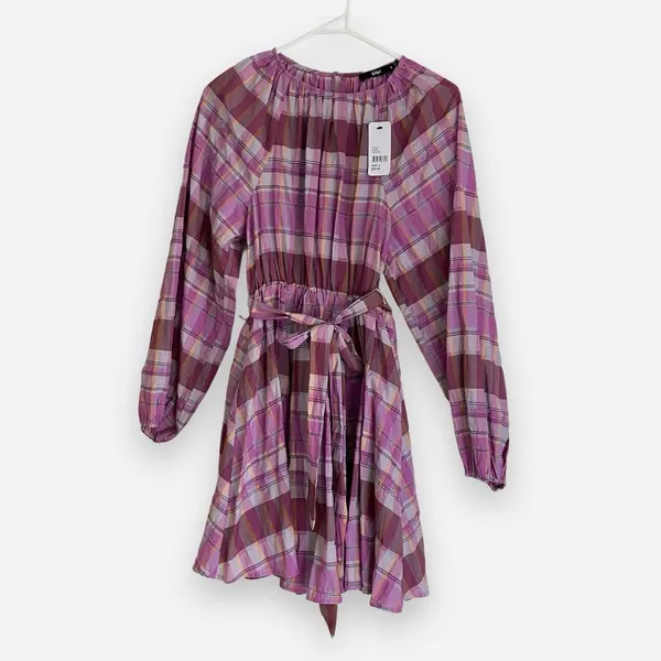 Sportsgirl Purple and Pink plaid mini dress size 6