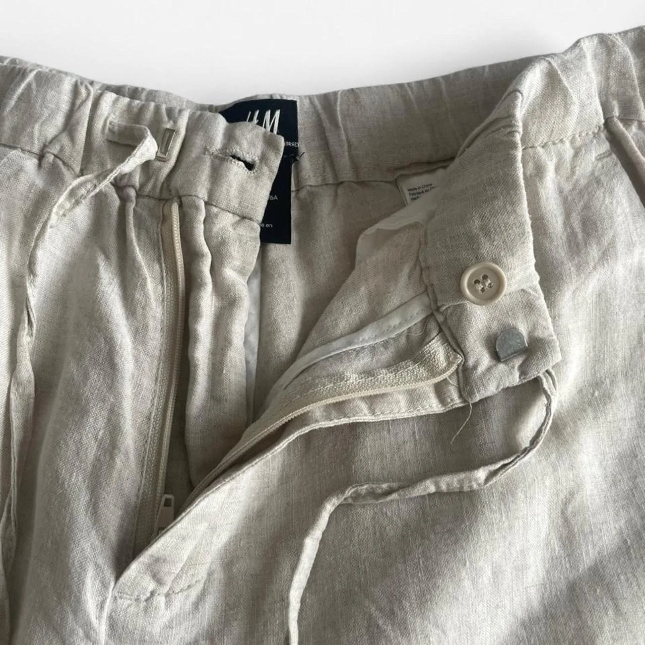 H&M UNISEX  Cream linen shorts – photo 7