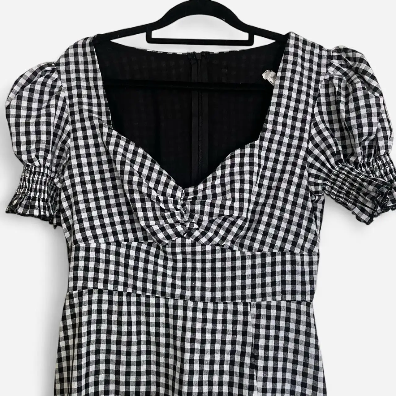 Dazie Vintage-Inspired Black  & White Gingham Milkmaid  Midi Dress – photo 4