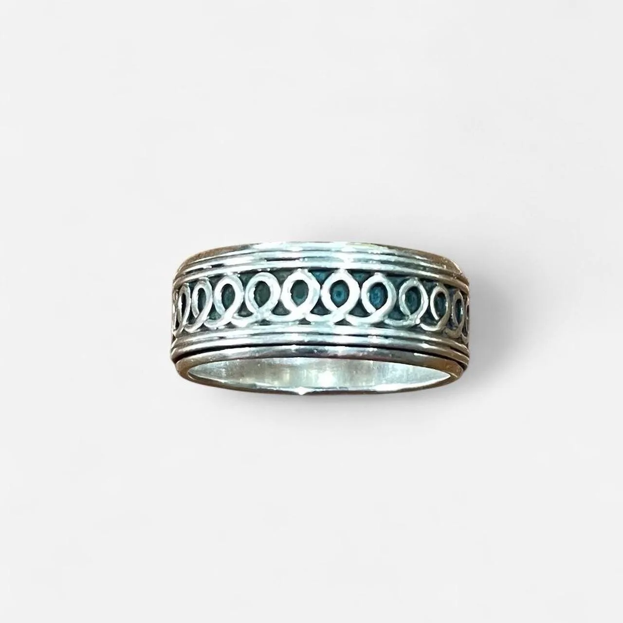 Y2K UNISEX Sterling silver Spinner band ring – photo 3
