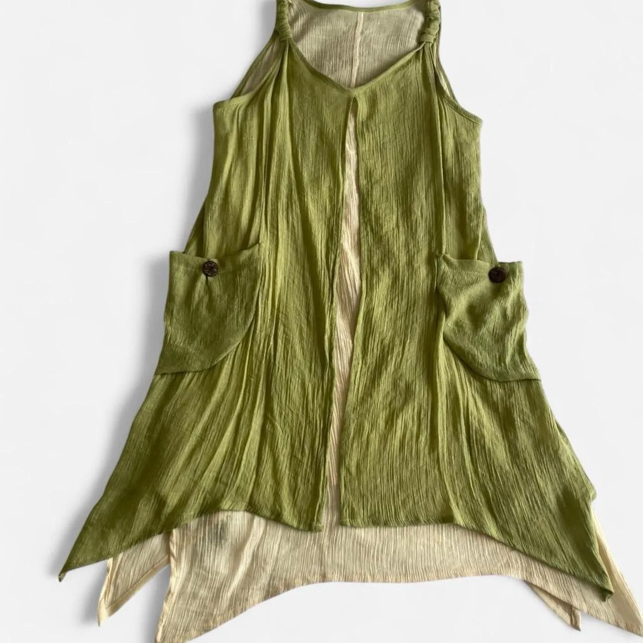 Green and Cream long top with pockets – photo 2