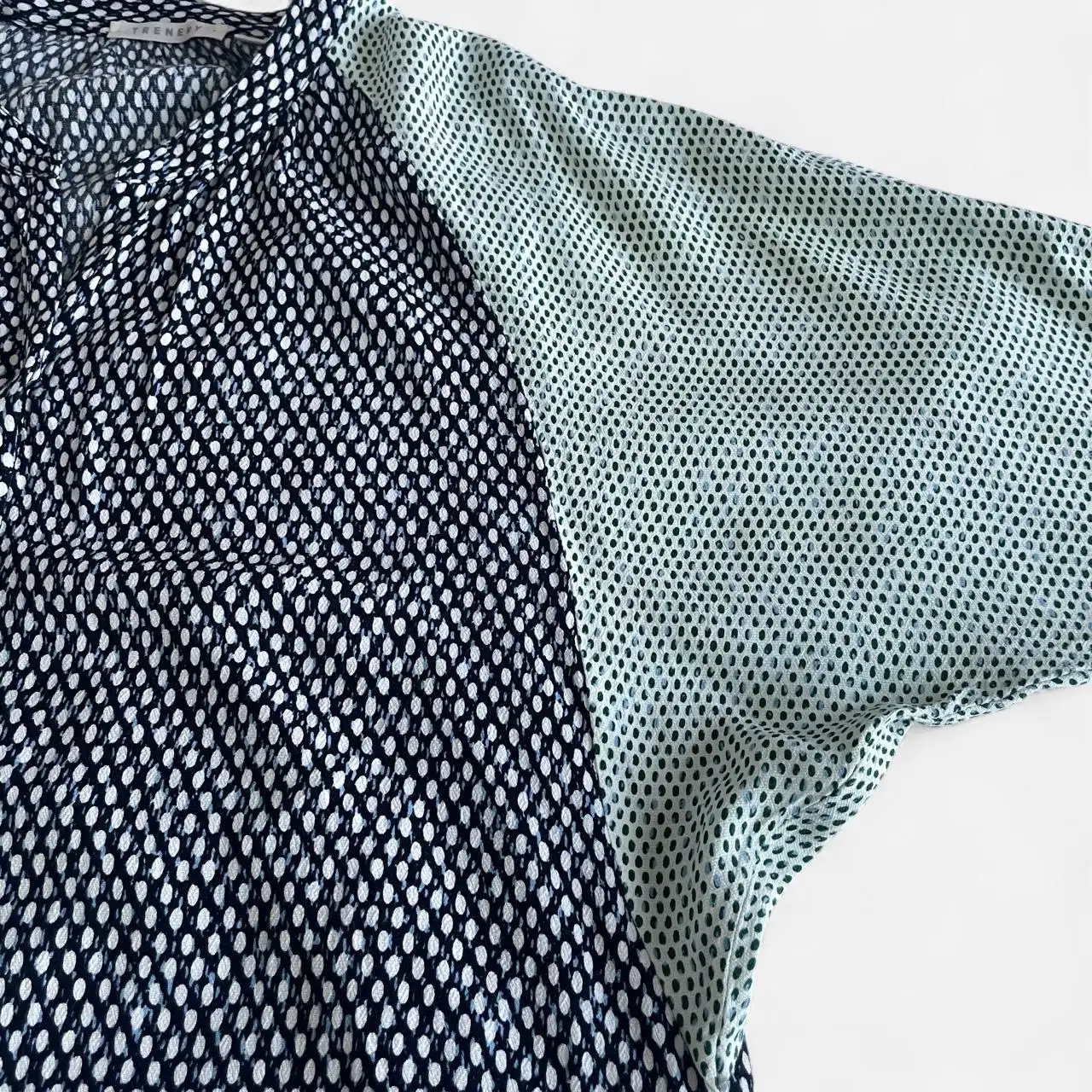 Trenery Navy & Sage Green  contrast geometric shift dress – photo 5