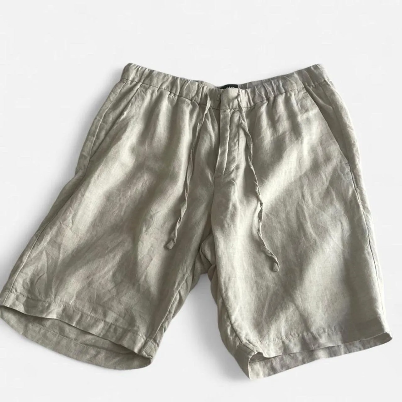 H&M UNISEX  Cream linen shorts – photo 5