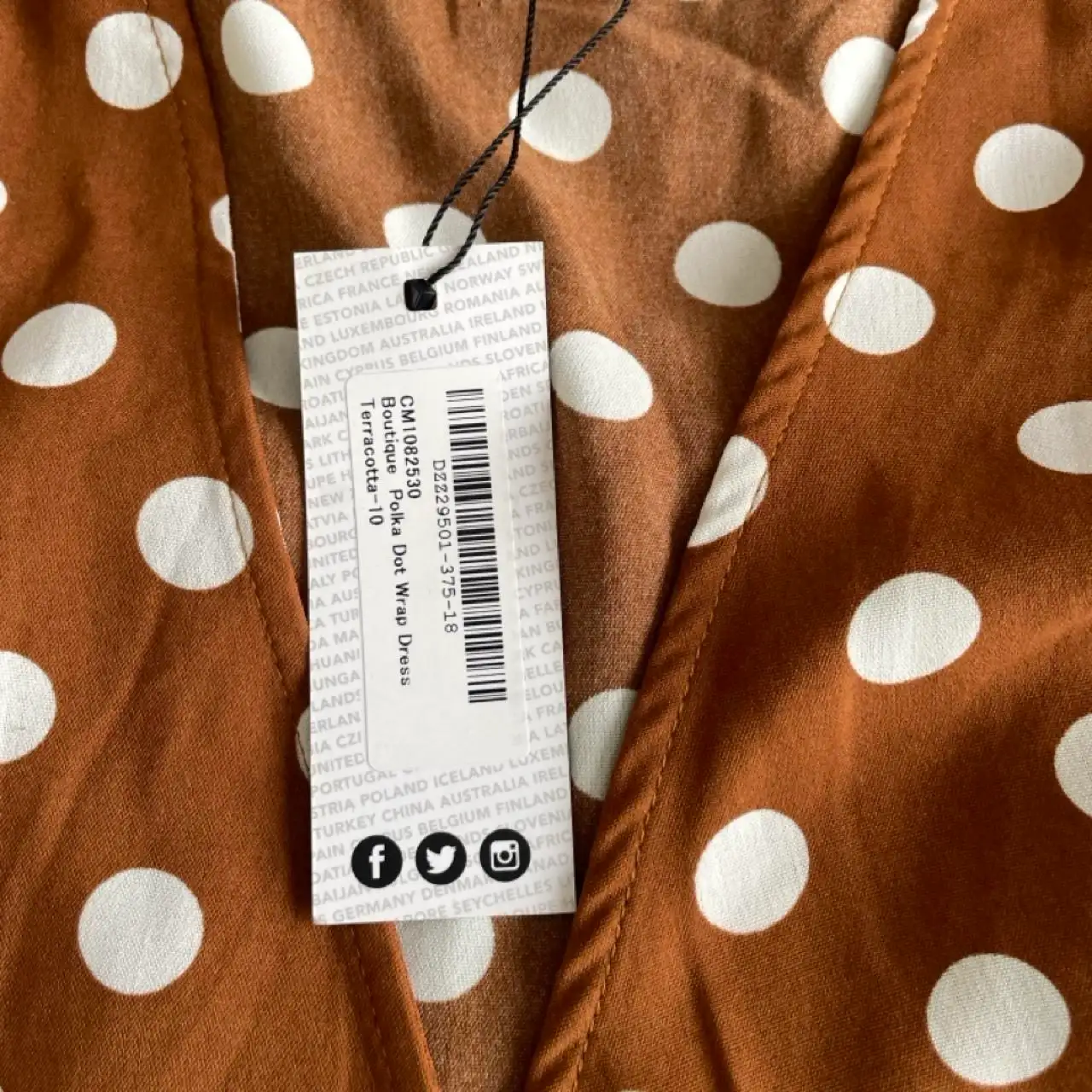 Boohoo Brown/Terracotta Polka Dot Wrap Midi Dress size 10 – photo 4