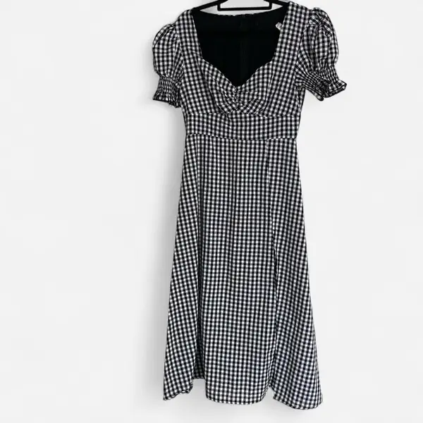 Dazie Vintage-Inspired Black  & White Gingham Milkmaid  Midi Dress