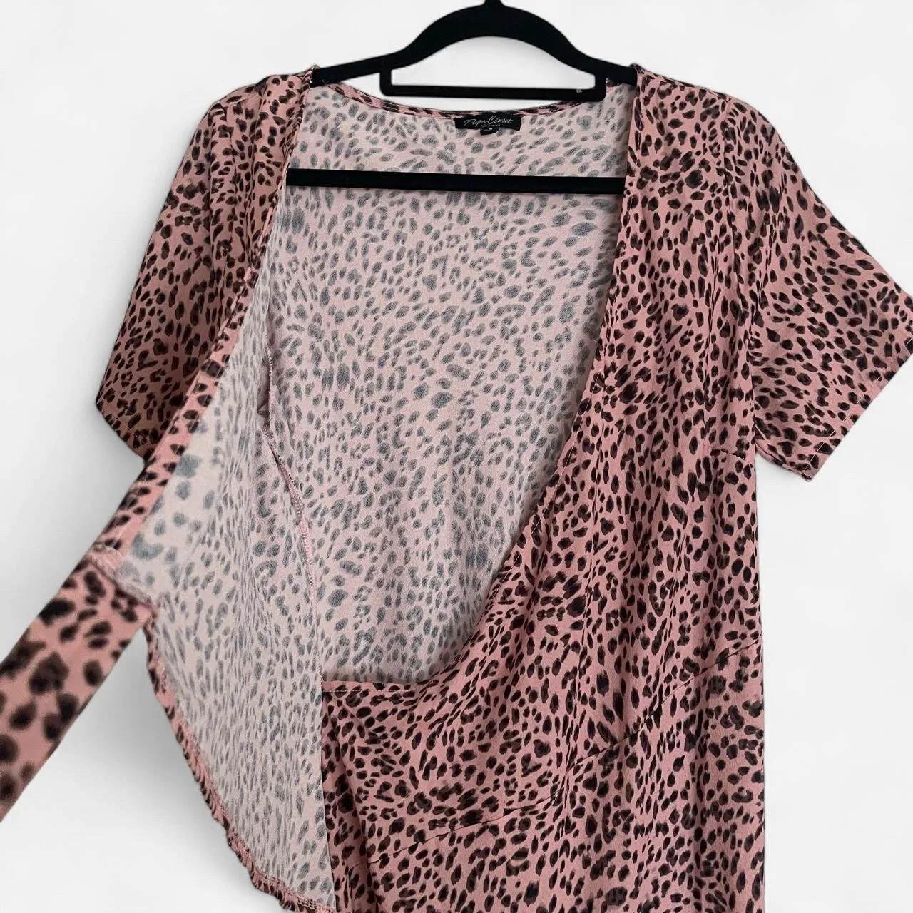 PAPER CLOSET Blush Pink Leopard Print Faux Wrap Maxi Dress – photo 4