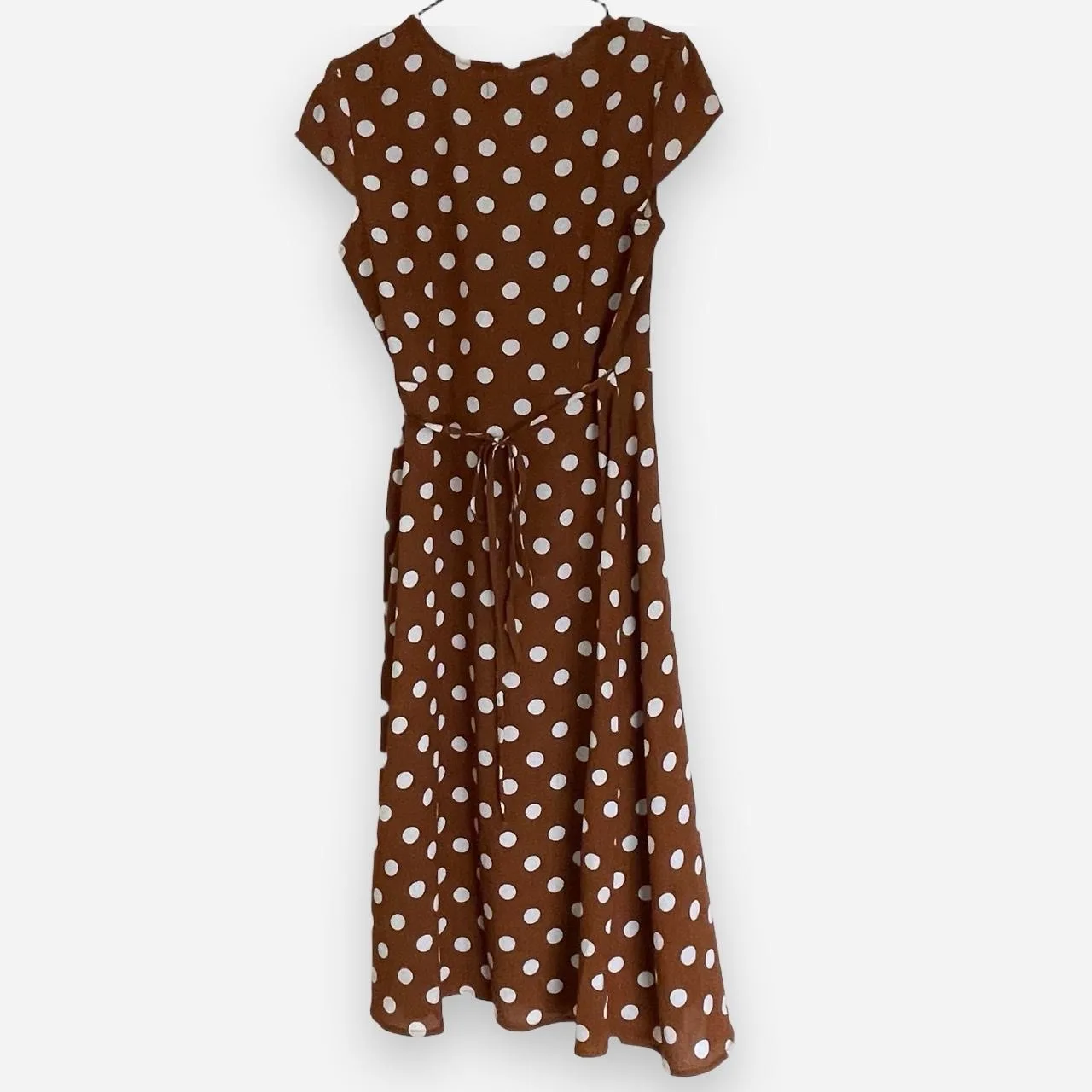 Boohoo Brown/Terracotta Polka Dot Wrap Midi Dress size 10 – photo 2