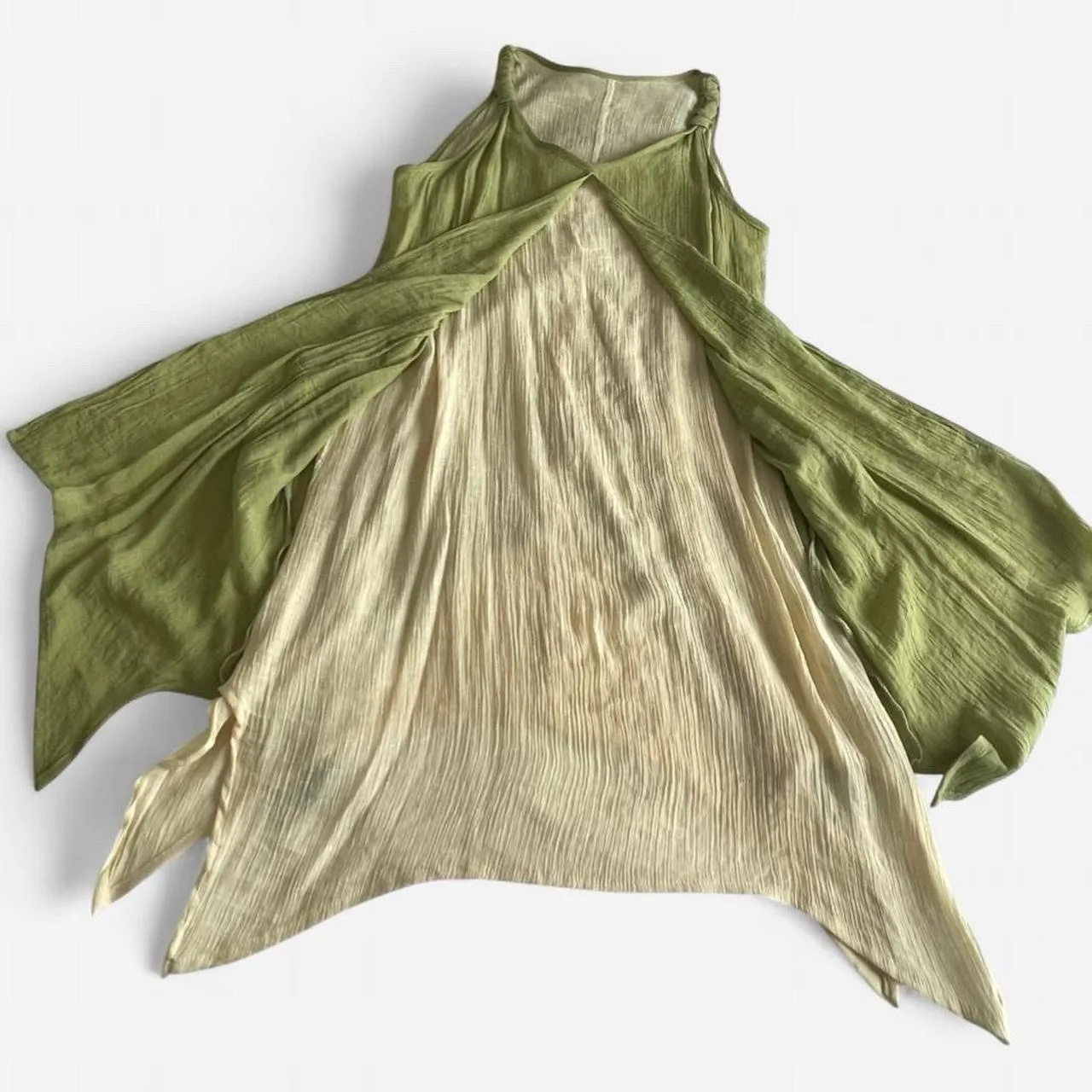 Green and Cream long top with pockets – photo 4