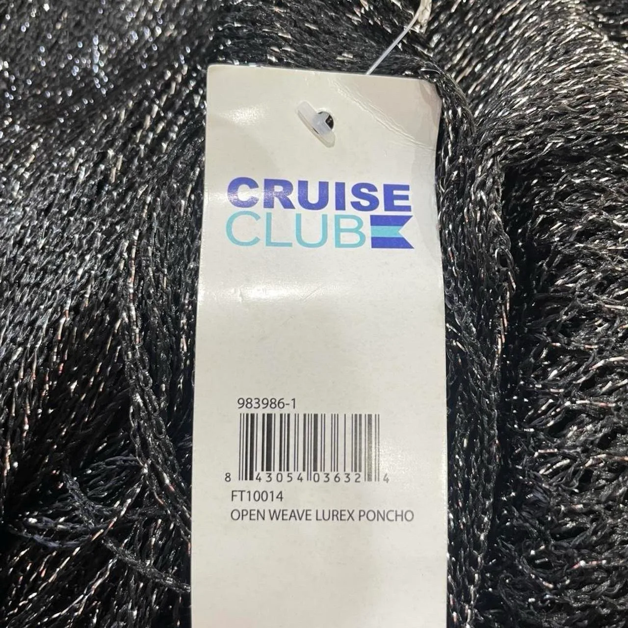 Cruise Club Black and silver metallic mesh poncho with fringe – photo 5
