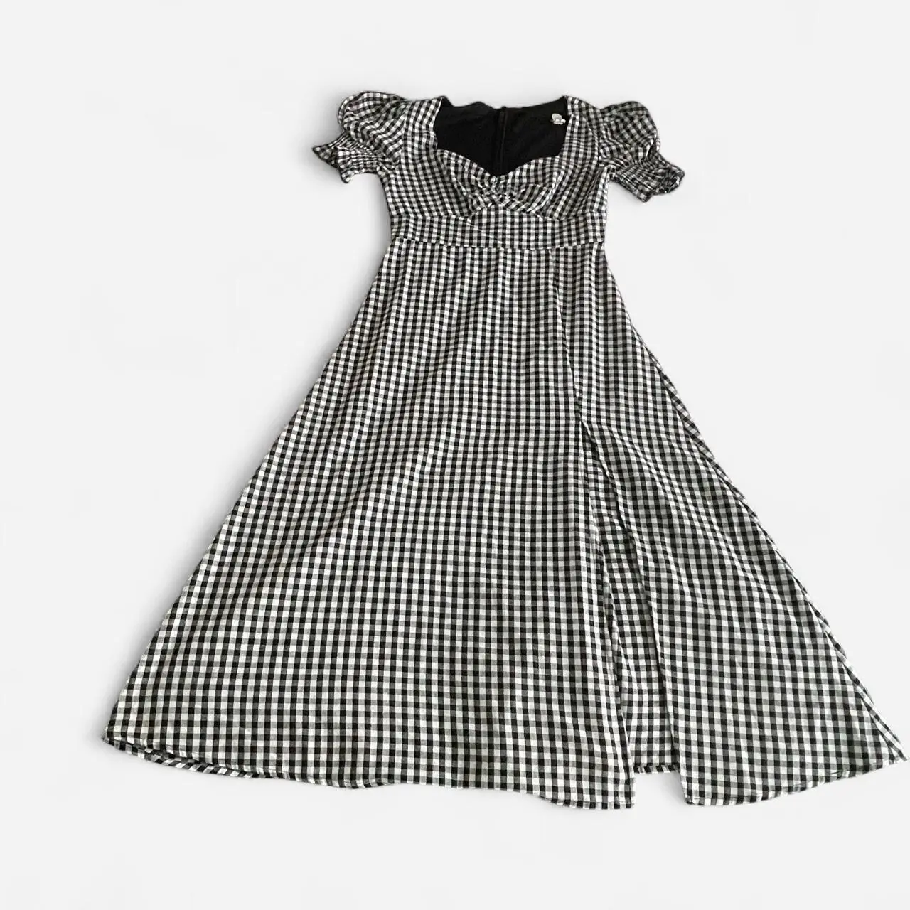 Dazie Vintage-Inspired Black  & White Gingham Milkmaid  Midi Dress – photo 2