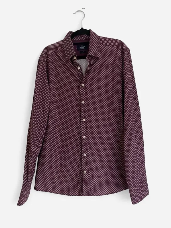 Hackett London burgundy slim fit shirt - 100% cotton