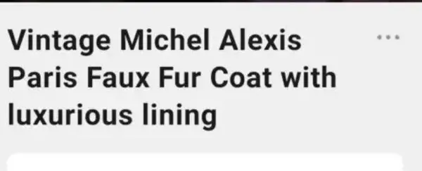 Michel Alexis faux fur coat