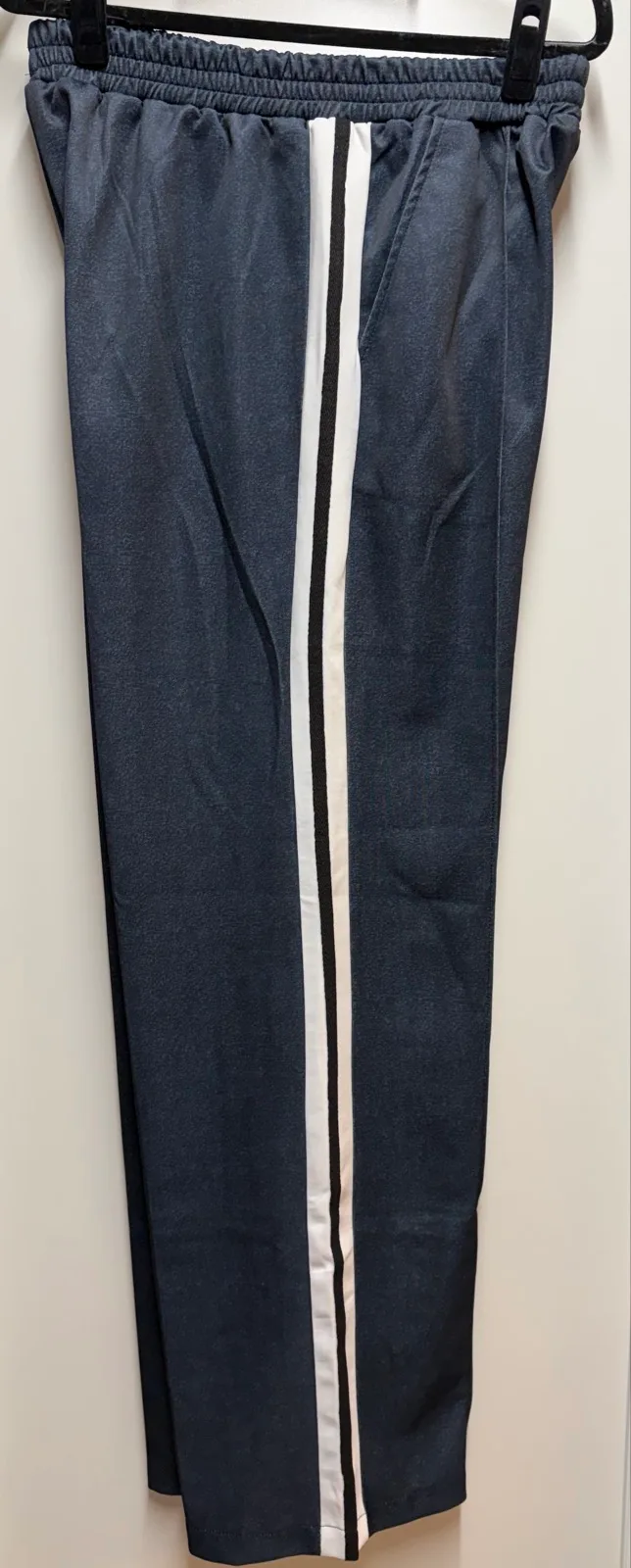 Streetwear Chic Dark Blue Side Stripe Pant Set Size L — photo 4