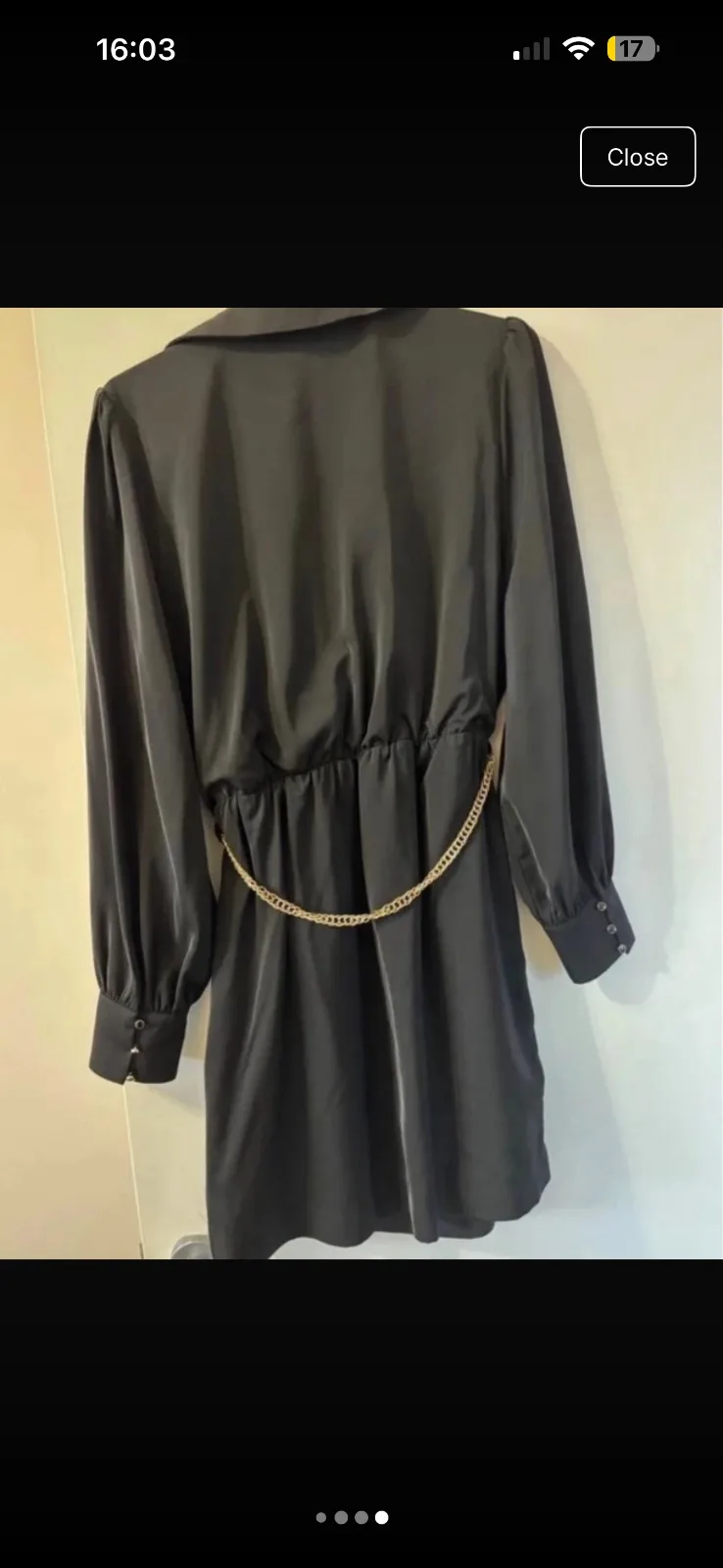 Long sleeve black dress with gold chain – photo 4