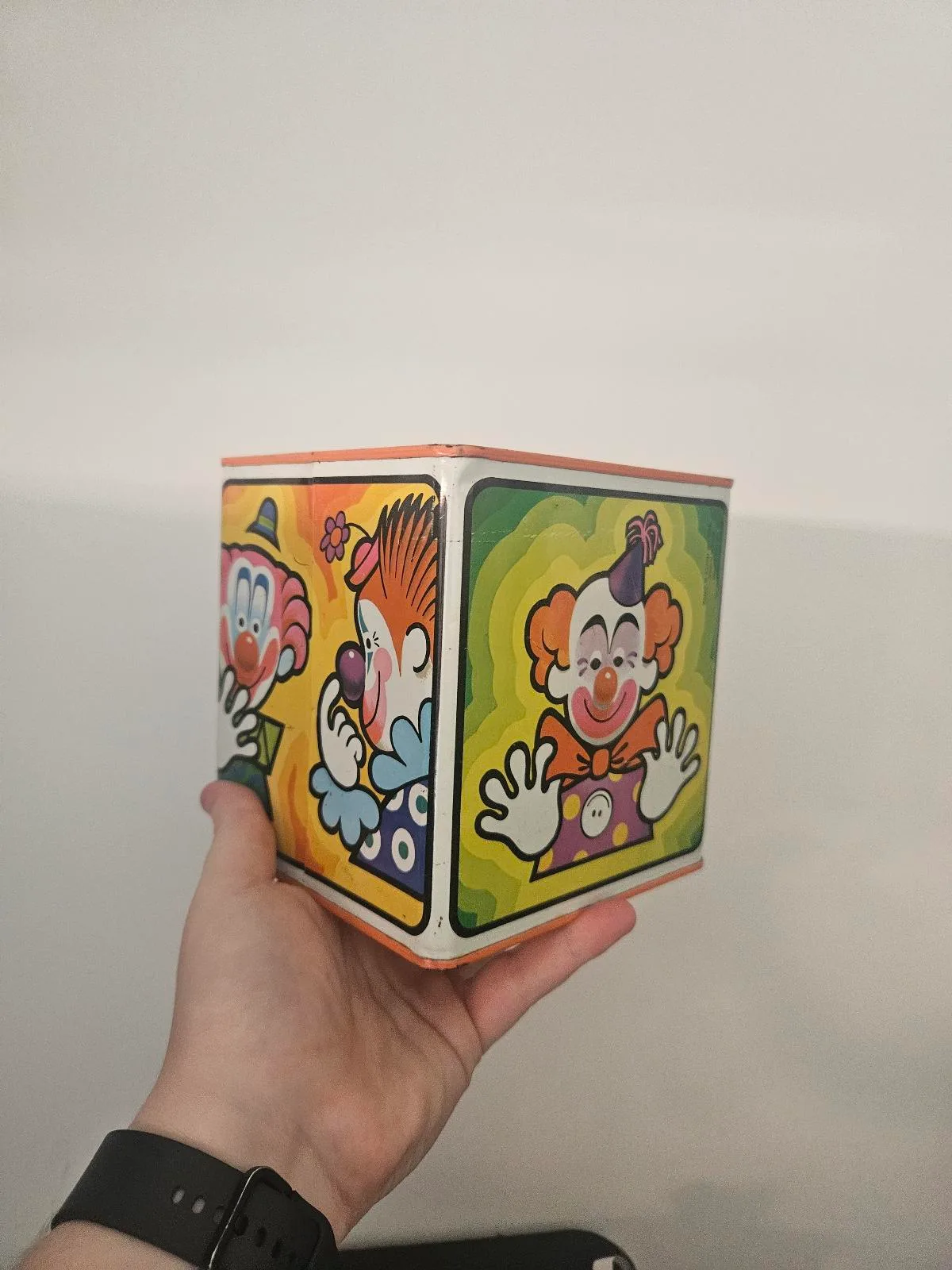 Vintage 1971 Mattel Jack n the Box Clown Tin Litho Music Box Metal Retro Display – photo 7