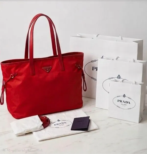 Brand New Authentic Prada Red Tessuto Nylon Tote Bag