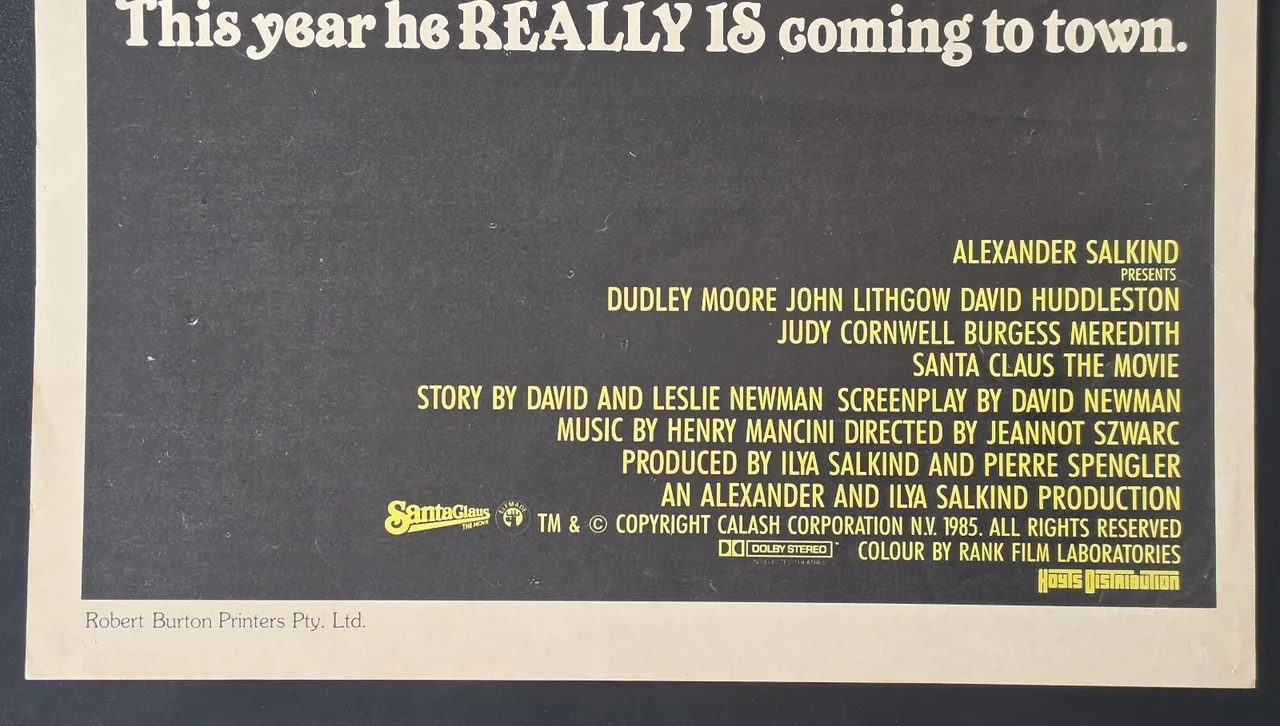 1985 Santa Claus: The Movie Original Australian Daybill Movie Poster VG – photo 4