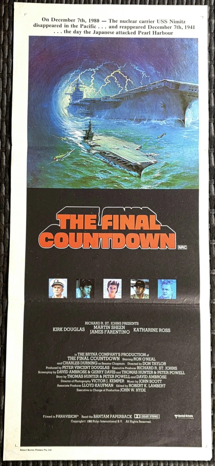 The Final Countdown 1980 Original Australian Daybill Poster Sci-Fi War E – photo 2