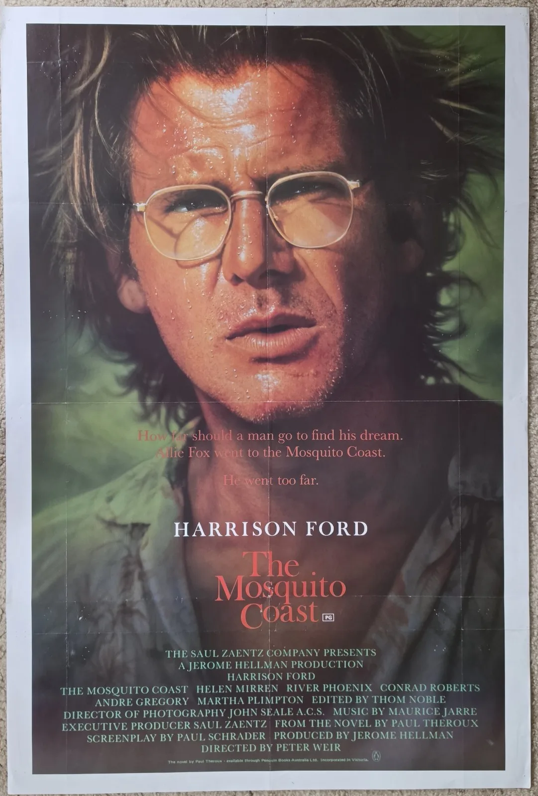 1986 The Mosquito Coast Original Australian One Sheet 27x40 Harrison Ford Poster – photo 7