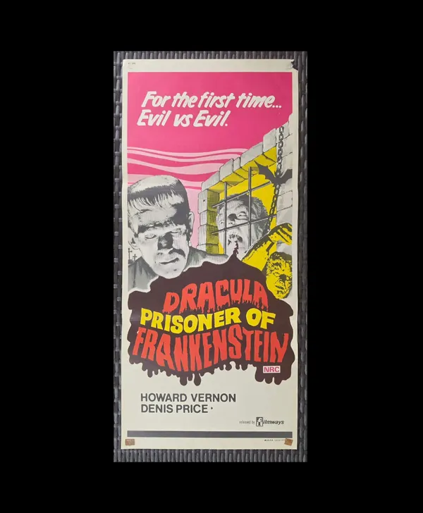 1972 Dracula Prisoner of Frankenstein Original Australian Daybill Horror Poster