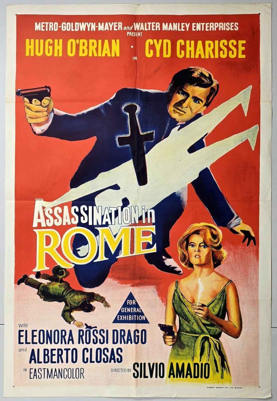1965 Assassination in Rome 27x40 Original Australian One Sheet Crime SS VG – photo 2