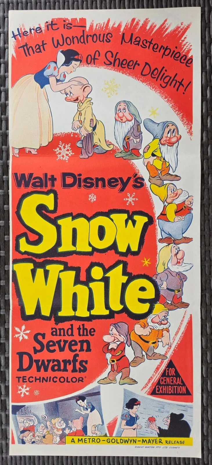 Snow White Seven Dwarfs 1960s Original Australian Daybill Disney Movie Poster — photo 2