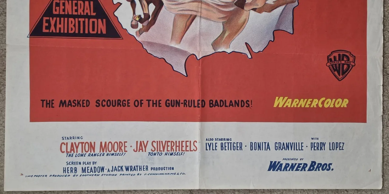 1956 The Lone Ranger Original SS Australian One Sheet Movie Poster Clayton Moore – photo 6