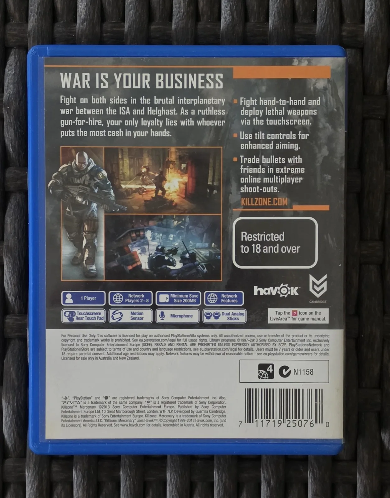 2013 Killzone Mercenary PS Vita Australian Release R18+ No Manual – photo 5
