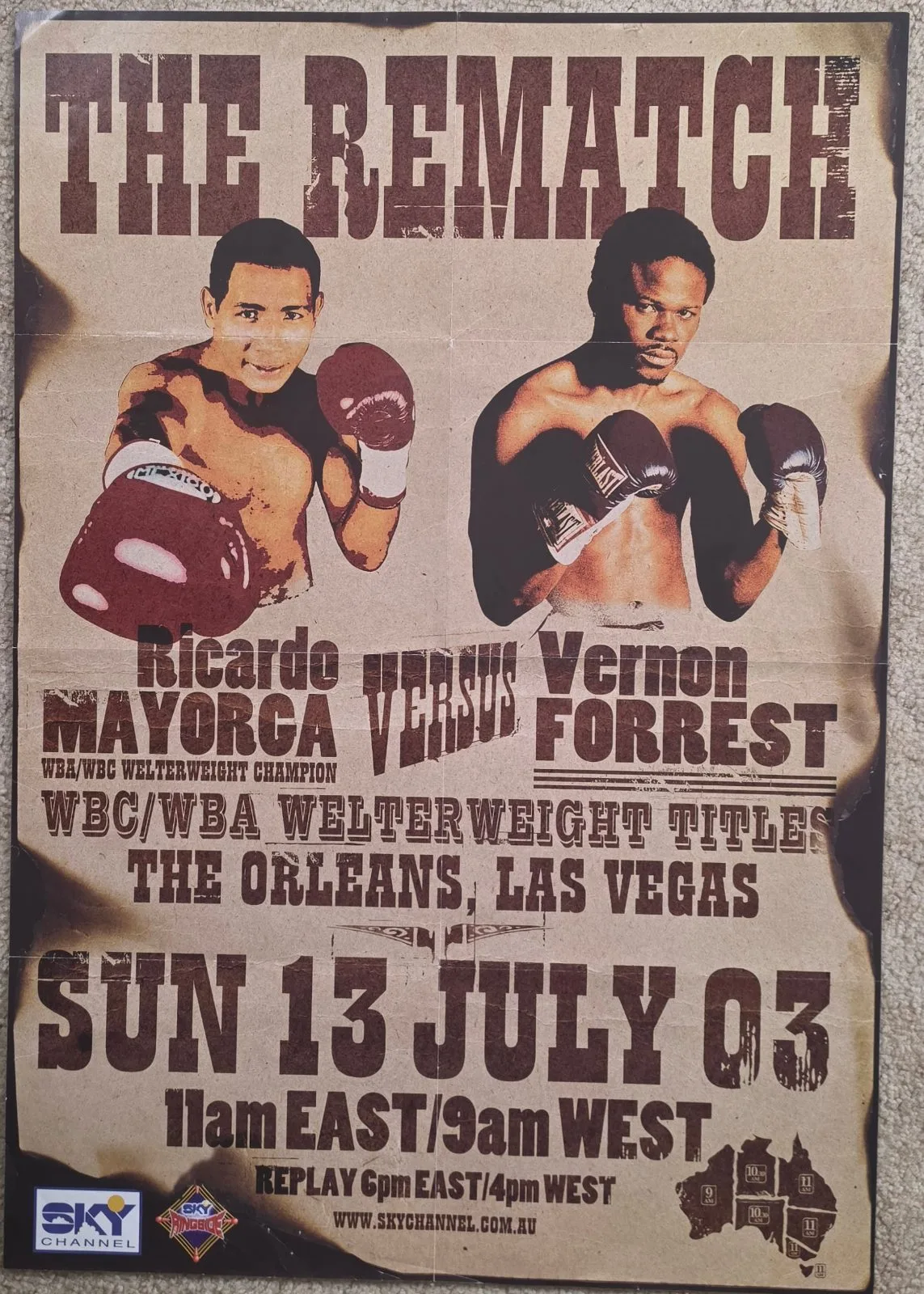 2003 Ricardo Mayorga vs Vernon Forrest II Boxing Sky Promo Poster — photo 2