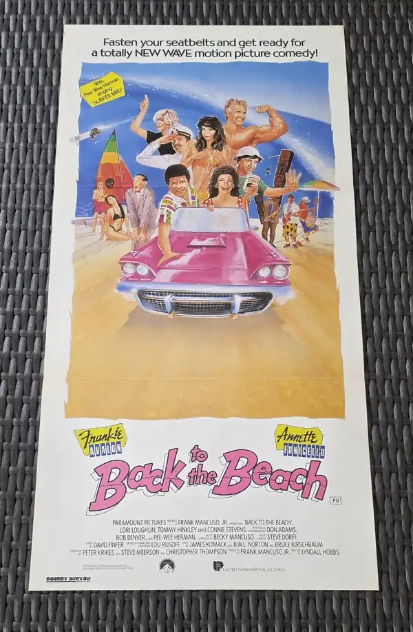 Back to the Beach 1987 Original Australian Daybill Poster Frankie Avalon VG