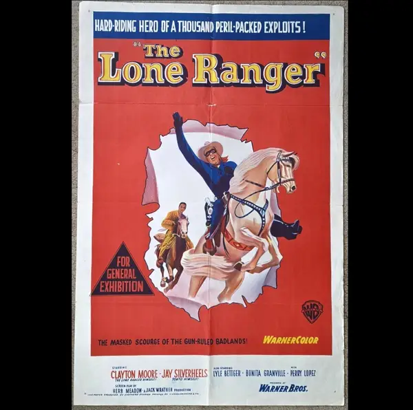 1956 The Lone Ranger Original SS Australian One Sheet Movie Poster Clayton Moore