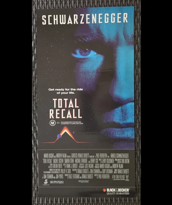 Total Recall 1990 Original Australian Daybill Poster Schwarzenegger Black Decker