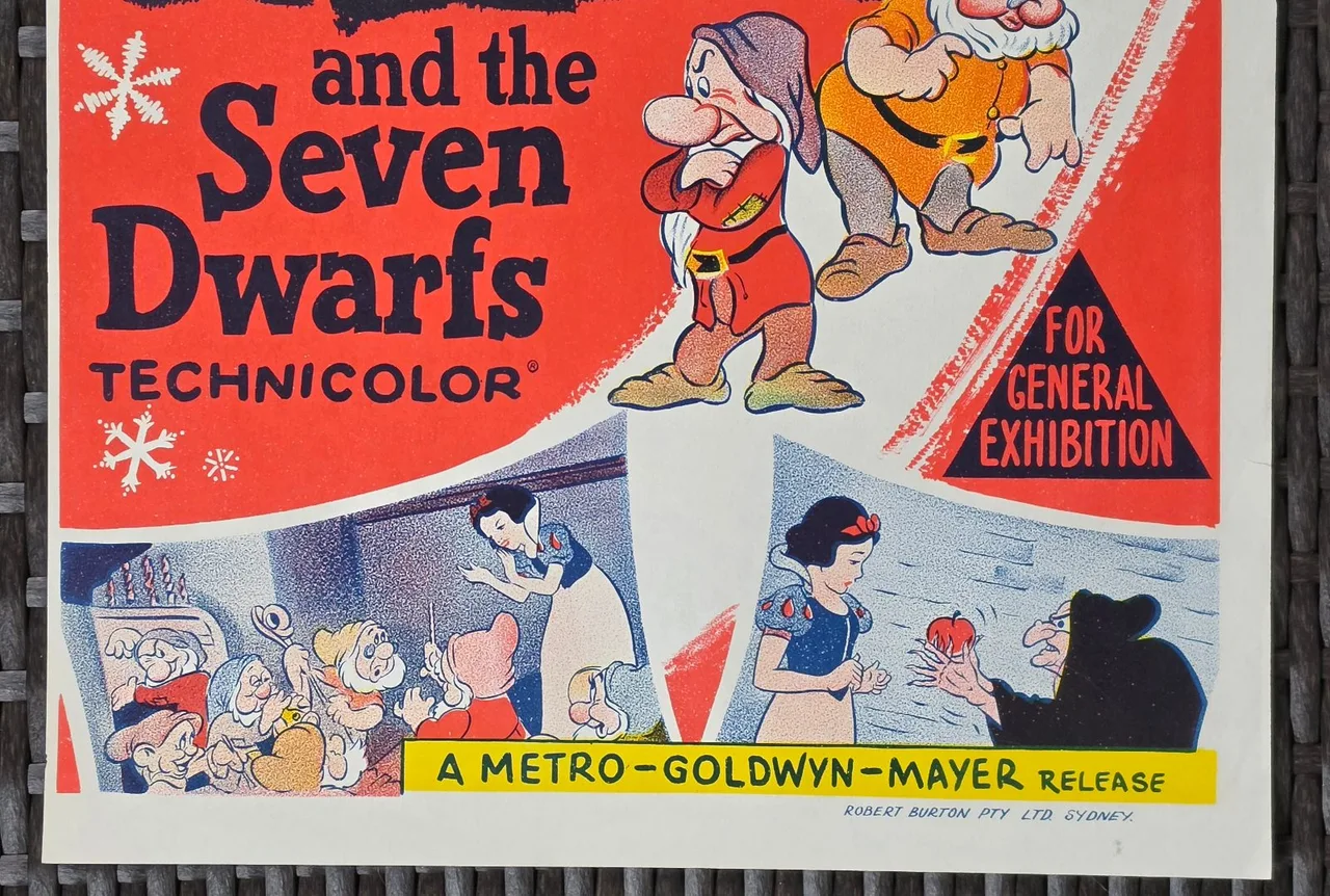 Snow White Seven Dwarfs 1960s Original Australian Daybill Disney Movie Poster — photo 6