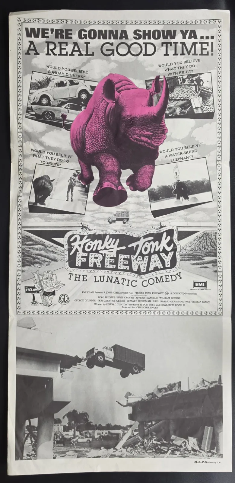 1981 Honky Tonk Freeway Original Australian Daybill Movie Poster Comedy VG+ – photo 2