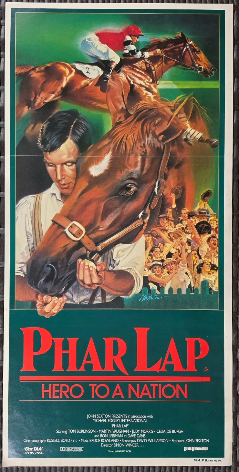 1983 Phar Lap Original Australian Daybill Movie Poster Horse Racing — photo 2