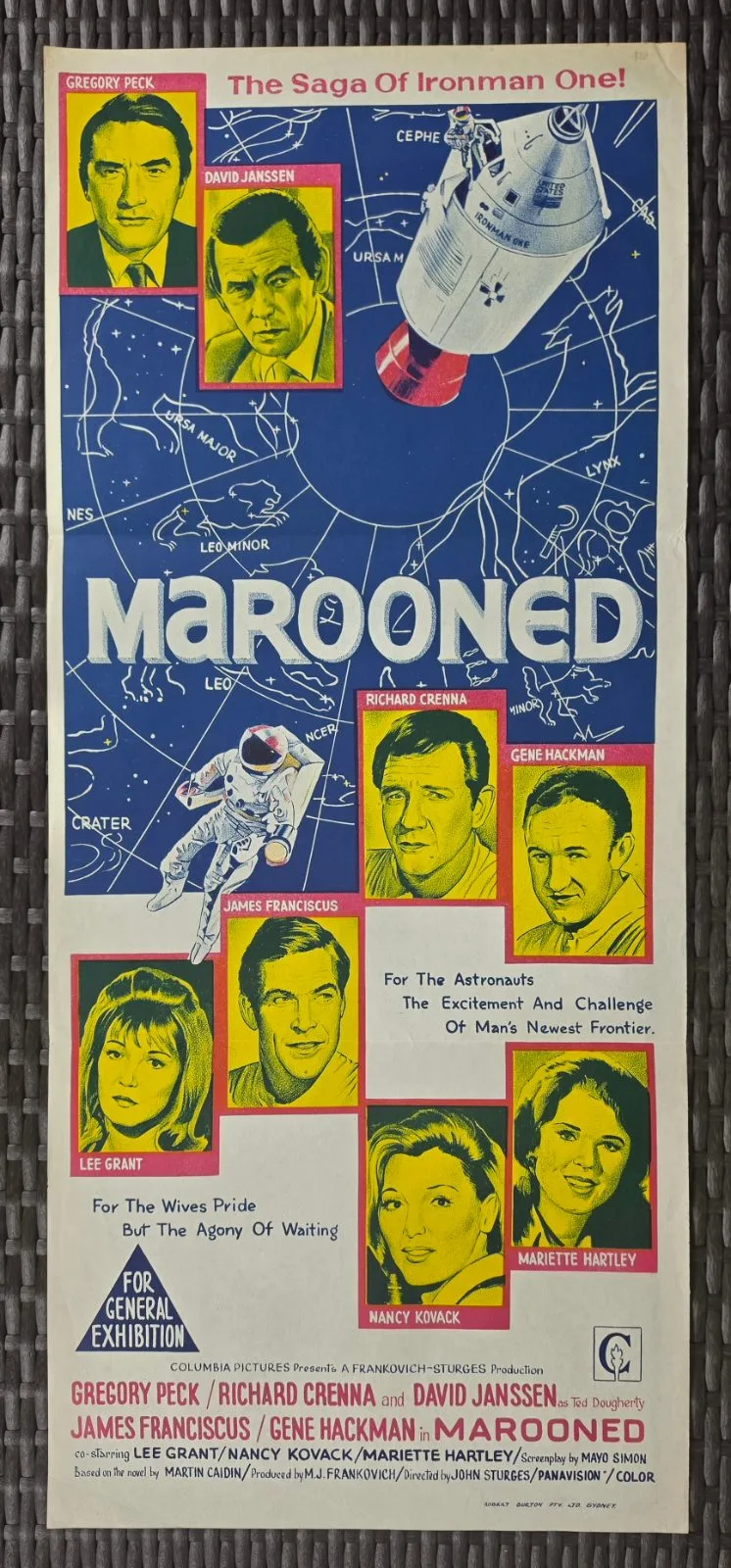 Marooned 1969 Original Australian Daybill Movie Poster Gregory Peck Gene Hackman — photo 2